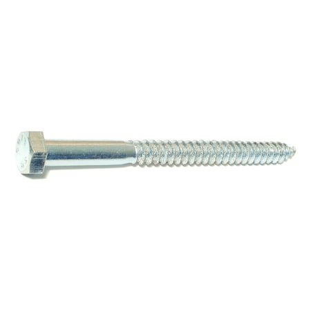 Midwest Fastener Lag Screw, 1/2 in, 6 in, Steel, Zinc Plated Hex Hex Drive, 25 PK 01338